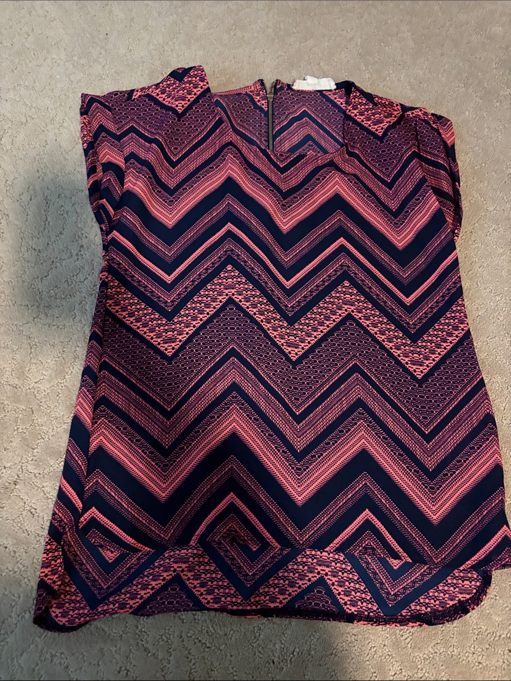 Pink Republic Pink and Navy Chevron Print Blouse